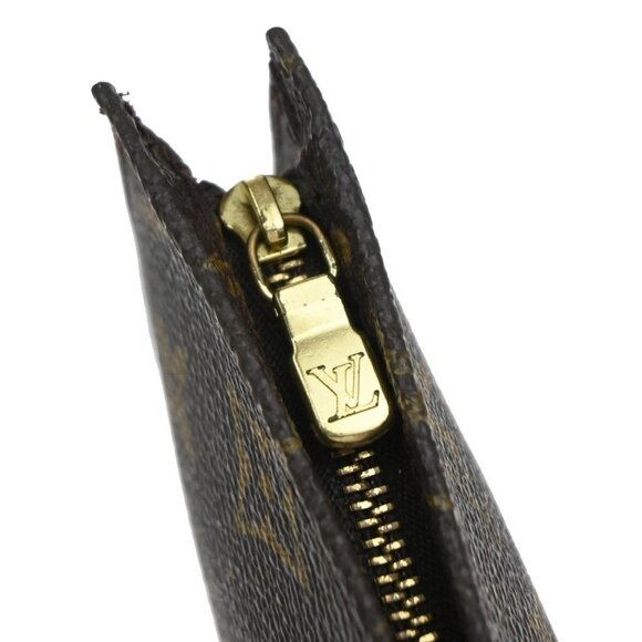 LOUIS VUITTON LV Logo Bucket PM Pouch Bag Monogram Leather Brown Gold 05EE827 - Picture 8 of 14